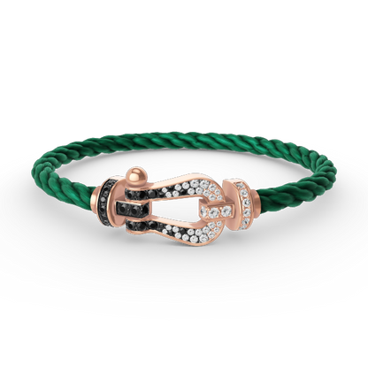 [Super Jewellery]FORCE LARGE HORSESHOE BLACK WHITE DIAMOND BRACELET ROSE GOLD