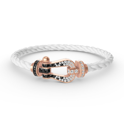 [Super Jewellery]FORCE LARGE HORSESHOE BLACK WHITE DIAMOND BRACELET ROSE GOLD