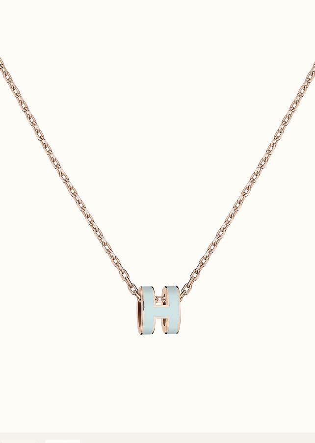 [Super Jewellery]POP H LIGHT BLUE NECKLACE