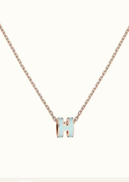 [Super Jewellery]POP H LIGHT BLUE NECKLACE
