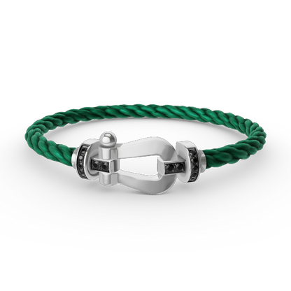 [Super Jewellery]FORCE LARGE HORSESHOE BLACK DIAMOND BRACELET SILVER