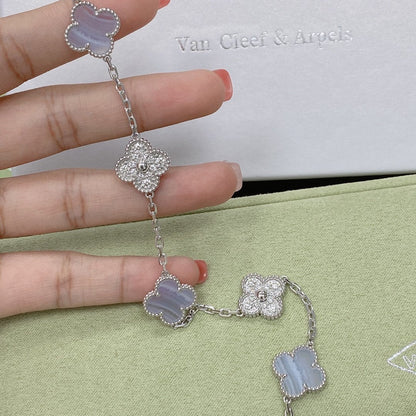 [Super Jewellery] CLOVER 5 MOTIF PURPLE CHALCEDONY BRACELET COLLECTION