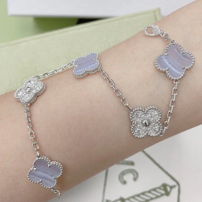[Super Jewellery] CLOVER 5 MOTIF PURPLE CHALCEDONY BRACELET COLLECTION