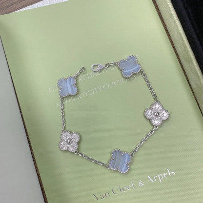 [Super Jewellery] CLOVER 5 MOTIF PURPLE CHALCEDONY BRACELET COLLECTION