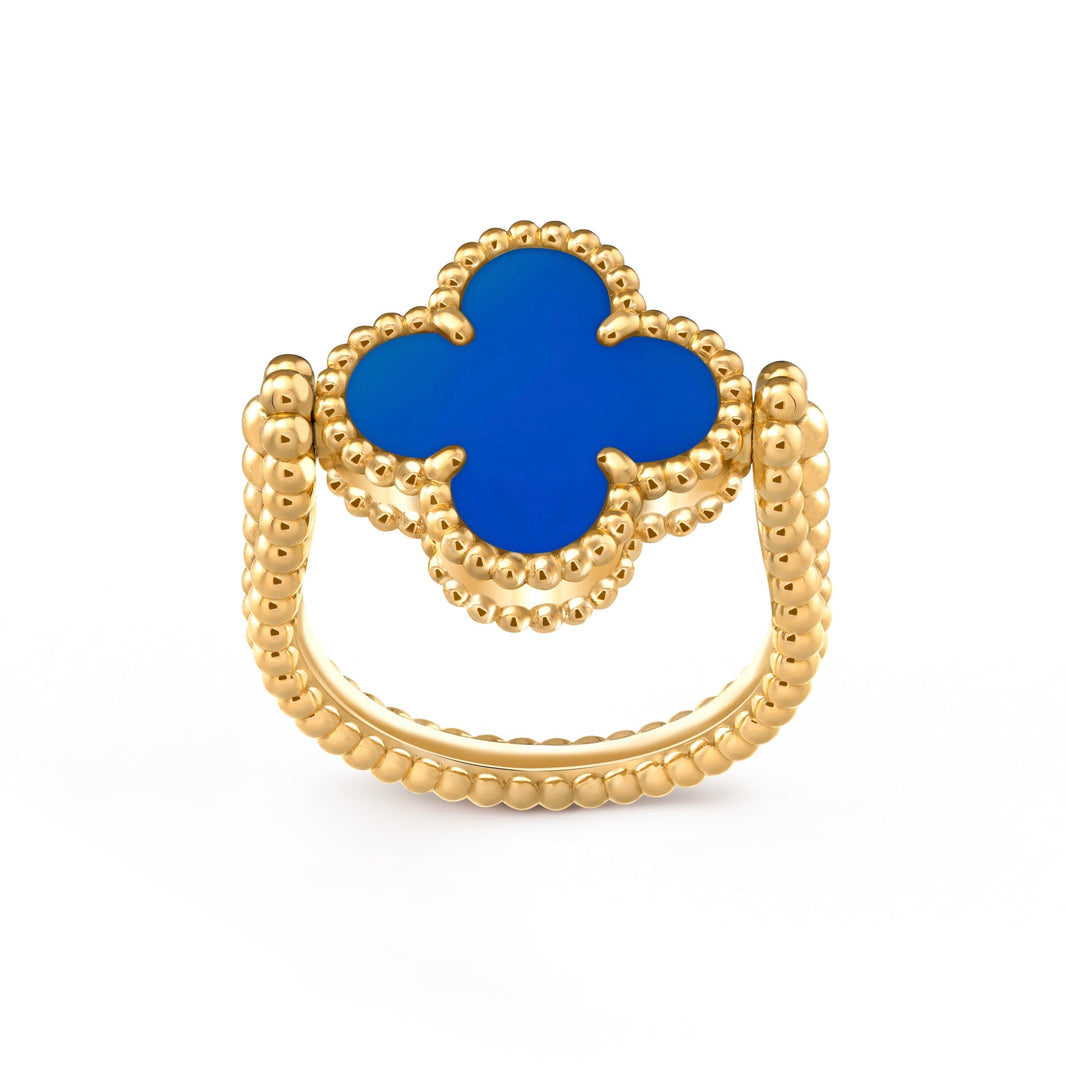 [Super Jewellery]CLOVER RIVERSIBLE BLUE AGATE RING
