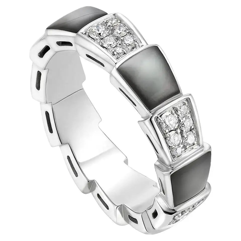 [Super]SERPENTI RING SILVER DIAMOND BLACK MOP 4MM