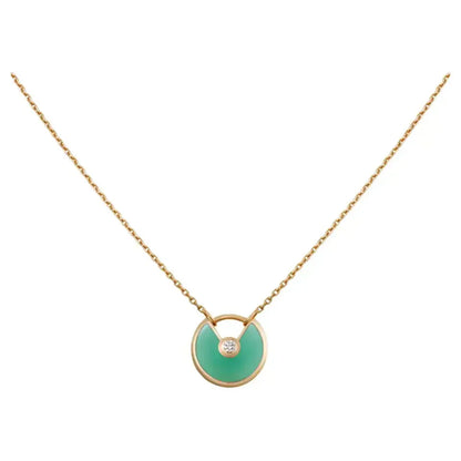 [Super Jewellery]AMULETTE GOLD MALACHITE NECKLACE