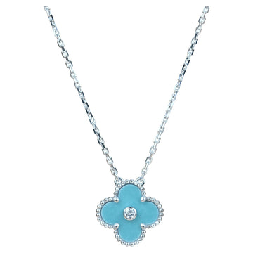 [Super CiCi ]CLOVER 15MM DIAMOND SVRES PORCELAIN  NECKLACE SILVER