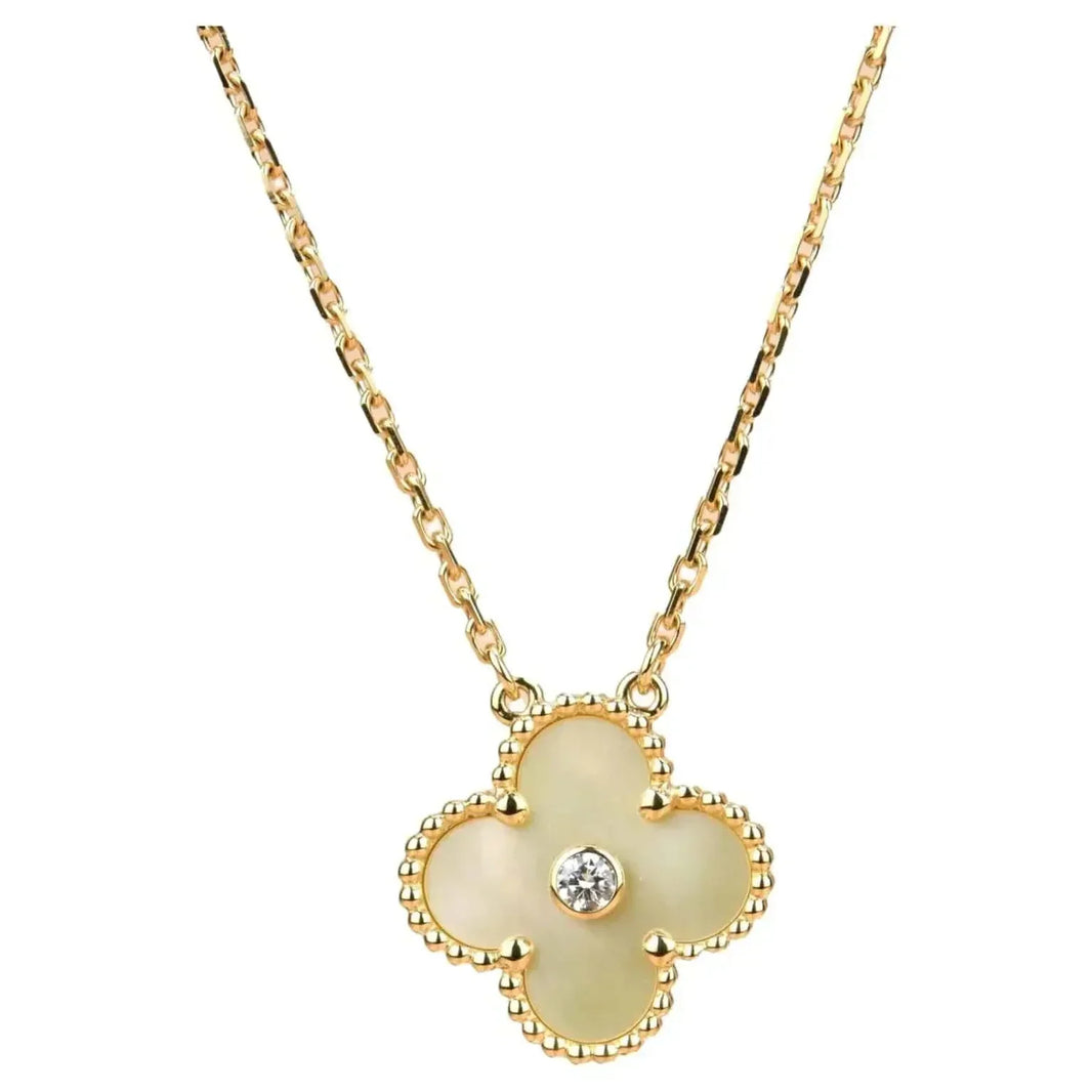 [Super Jewellery]CLOVER 15MM DIAMOND GOLD MOTHER OF PEARL NECKLACE