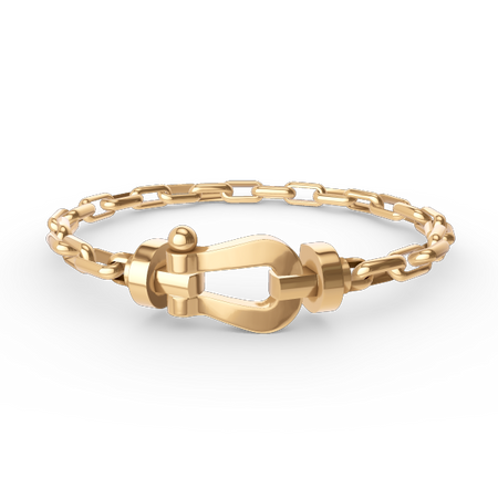 [Super Jewellery]FORCE LARGE HORSESHOE CLASP  METAL BRACELET