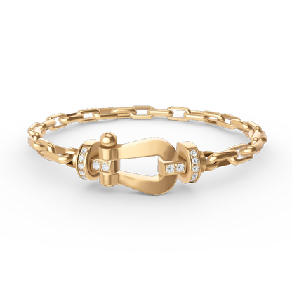 [Super Jewellery]FORCE LARGE HORSESHOE CLASP  METAL BRACELET