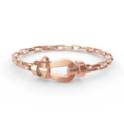 [Super Jewellery]FORCE LARGE HORSESHOE CLASP  METAL BRACELET