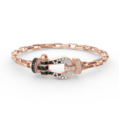 [Super Jewellery]FORCE LARGE HORSESHOE CLASP  METAL BRACELET
