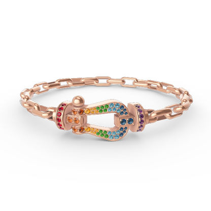 [Super Jewellery]FORCE LARGE HORSESHOE CLASP  METAL BRACELET