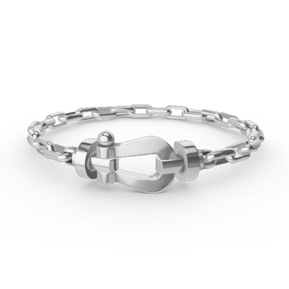 [Super Jewellery]FORCE LARGE HORSESHOE CLASP  METAL BRACELET