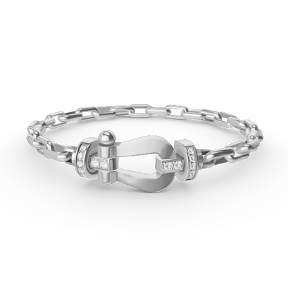[Super Jewellery]FORCE LARGE HORSESHOE CLASP  METAL BRACELET