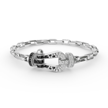 [Super Jewellery]FORCE LARGE HORSESHOE CLASP  METAL BRACELET