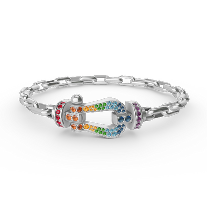 [Super Jewellery]FORCE LARGE HORSESHOE CLASP  METAL BRACELET