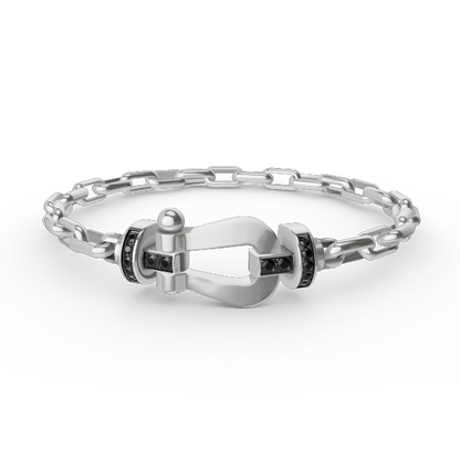 [Super Jewellery]FORCE LARGE HORSESHOE CLASP  METAL BRACELET