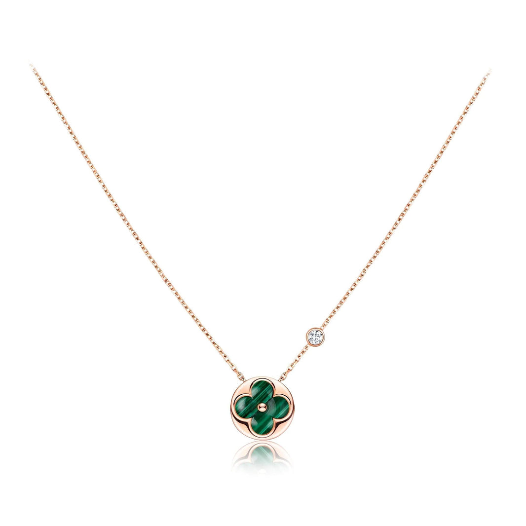 [Super Jewellery]SUN PEDANT PINK GOLD 1 DIAMOND NECKLACE