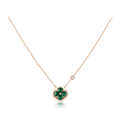[Super Jewellery]SUN PEDANT PINK GOLD 1 DIAMOND NECKLACE