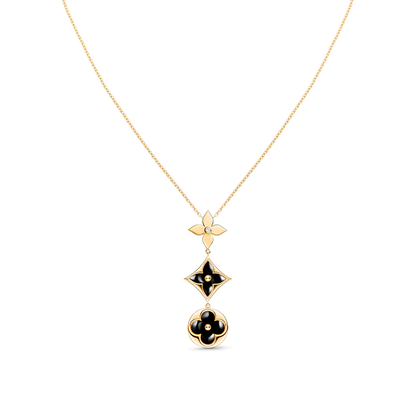 [Super Jewellery]STAR AND SUN ONYX PINK GOLD NECKLACE