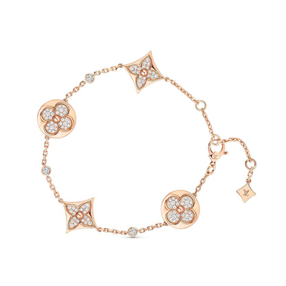 [Super Jewellery]STAR AND SUN 4 MOTIFS GOLD DIAMONDS BRACELET