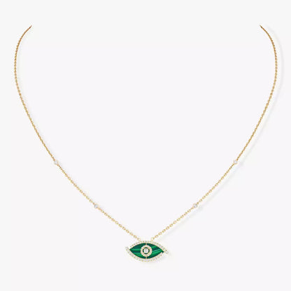 [Super Jewellery]Lucky Eye Diamond Necklace in Rose Gold and Turquoise