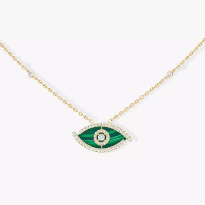 [Super Jewellery]Lucky Eye Diamond Necklace in Rose Gold and Turquoise