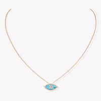 [Super Jewellery]Lucky Eye Diamond Necklace in Rose Gold and Turquoise