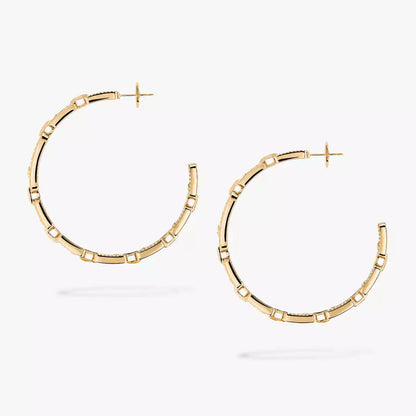 [Super Jewellery]Move Link Diamond Hoop Earrings