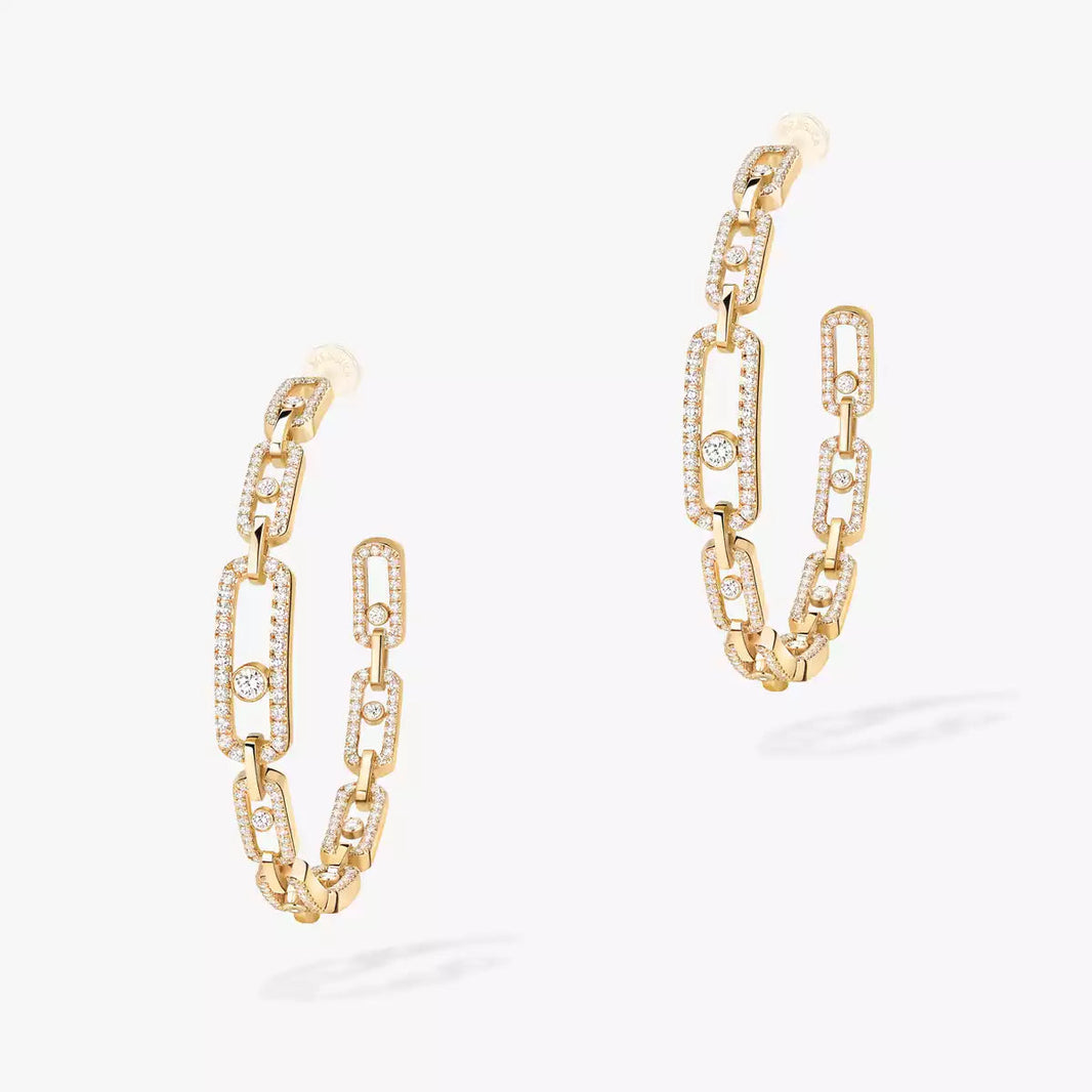 [Super Jewellery]Move Link Diamond Hoop Earrings