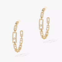 [Super Jewellery]Move Link Diamond Hoop Earrings