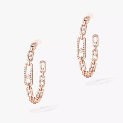 [Super Jewellery]Move Link Diamond Hoop Earrings