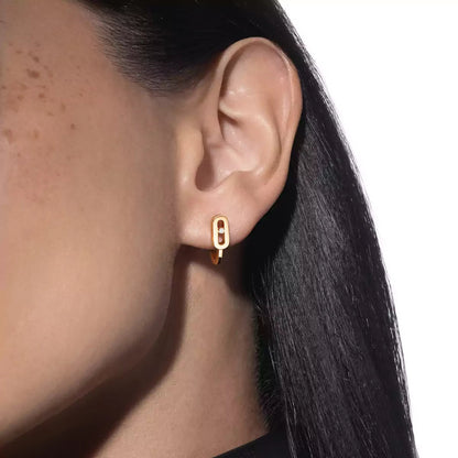 [Super Jewellery]Diamond Mini Hoop Earrings Move Classique