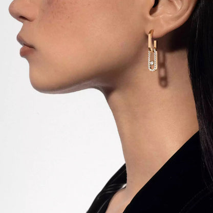 [Super Jewellery]Move Link Diamond Earrings