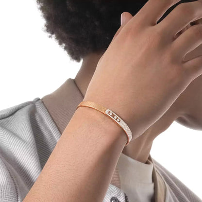 [Super Jewellery]Move Noa Ciselé half pavé bangle