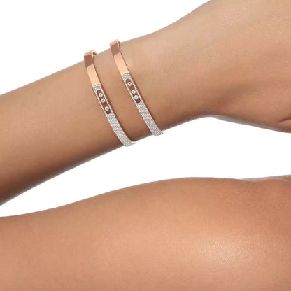 [Super Jewellery]Move Noa Rose Gold Pavé Diamond Bangle Bracelet