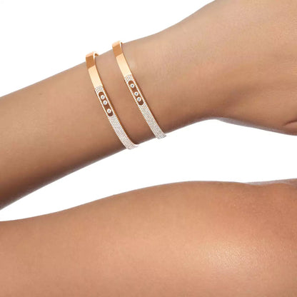 [Super Jewellery]Move Noa Rose Gold Pavé Diamond Bangle Bracelet