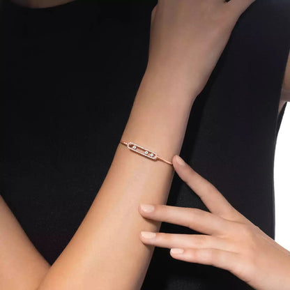 [Super Jewellery]Move Pavé Diamond Bangle Bracelet M