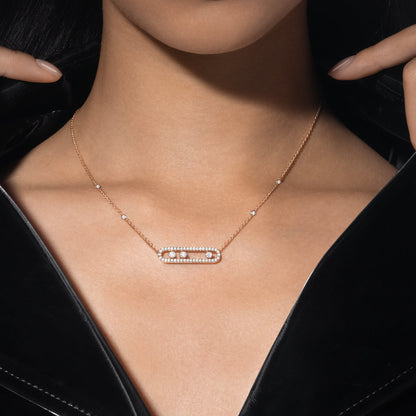 [Super Jewellery] Move Pave_ Rose Gold Diamond Necklace