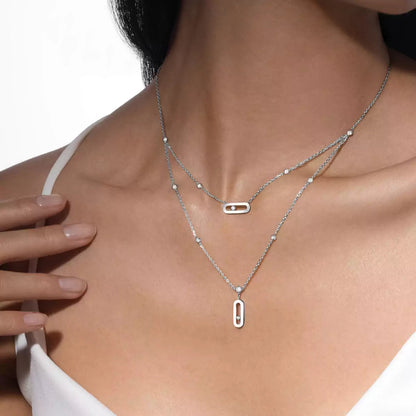 [Super Jewellery] Move Uno Diamond Necklace