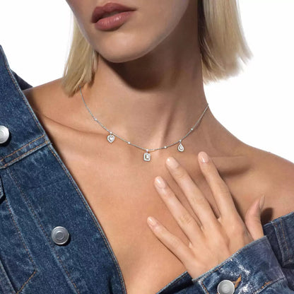 [Super Jewellery]My Twin Diamond Necklace in Silver