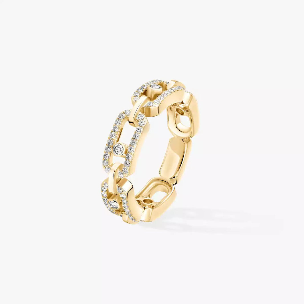 [Super Jewellery]Move Link Pave_-Set Diamond Ring in Gold