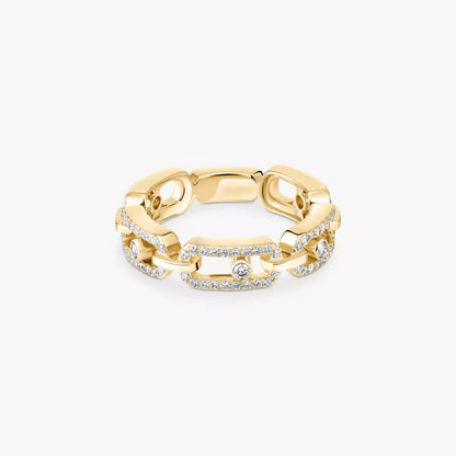 [Super Jewellery]Move Link Pave_-Set Diamond Ring in Gold