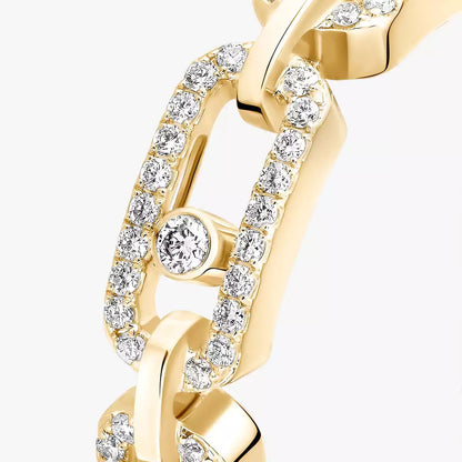 [Super Jewellery]Move Link Pave_-Set Diamond Ring in Gold