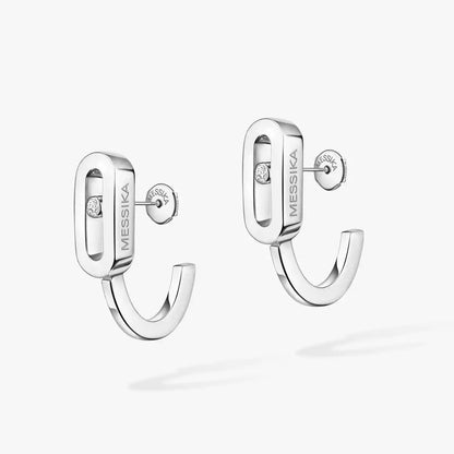 [Super Jewellery]Diamond Mini Hoop Earrings Move Classique