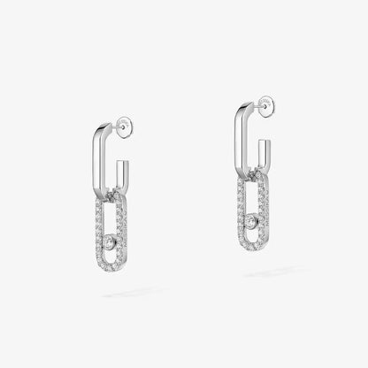 [Super Jewellery]Move Link Diamond Earrings
