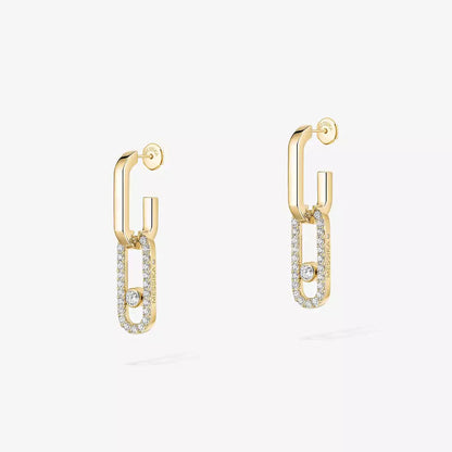 [Super Jewellery]Move Link Diamond Earrings