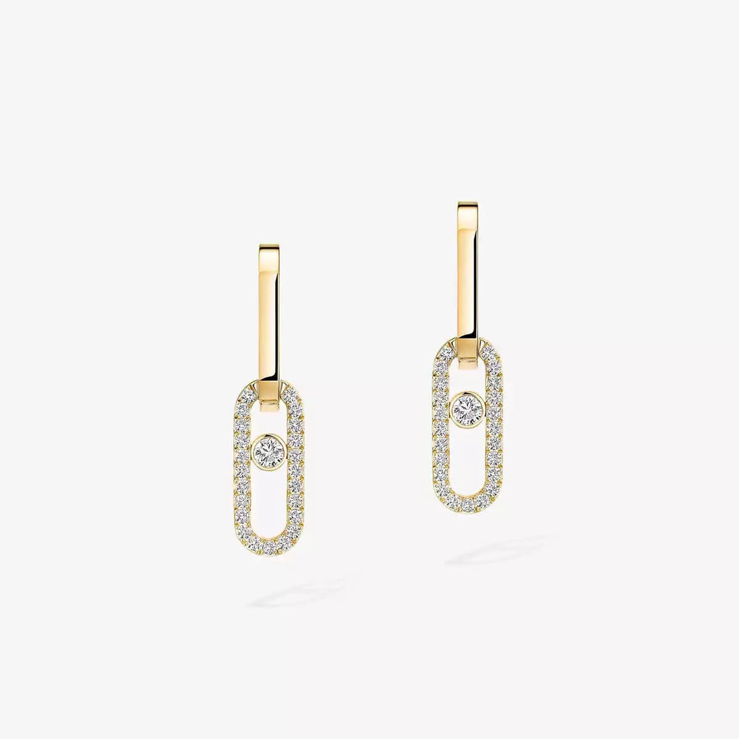 [Super Jewellery]Move Link Diamond Earrings